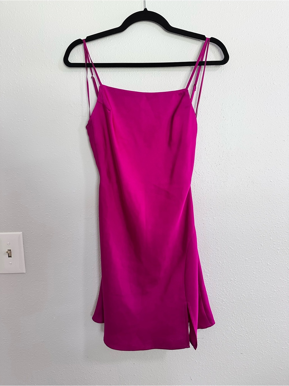 Sleek Magenta Mini Slip Dress with Double Straps